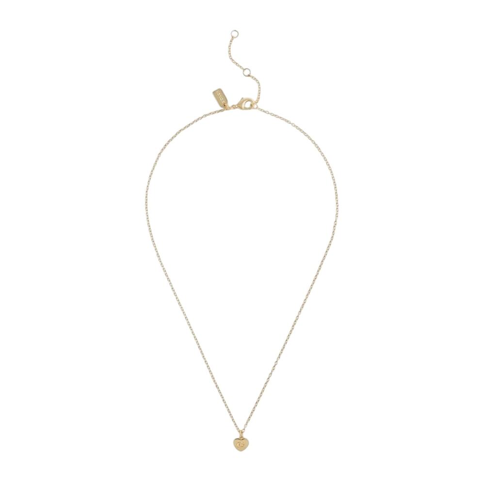 COACH Jewelry Women's Signature C Logo Heart Pendant Gold Chain Necklace - Picture 2 of 6
